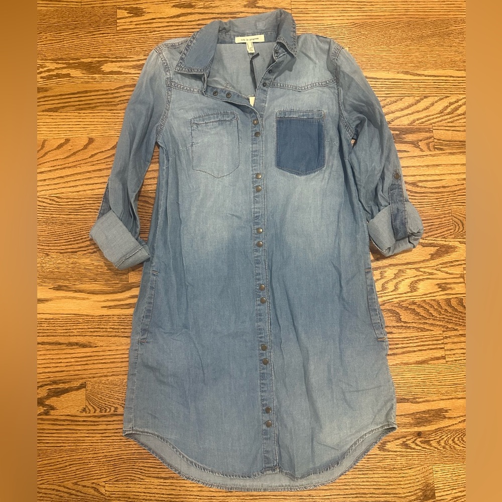 Life in Progress Denim Shirt Dress